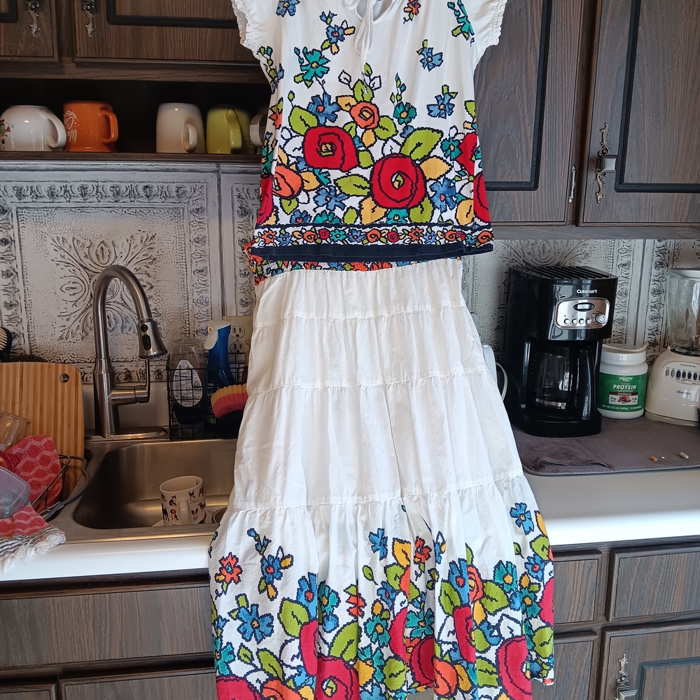 Floral White Midi Skirt